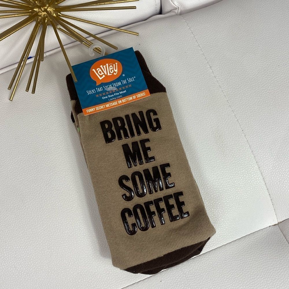 Lavley Novelty Bring Me Some Coffee Socks NWT Funny